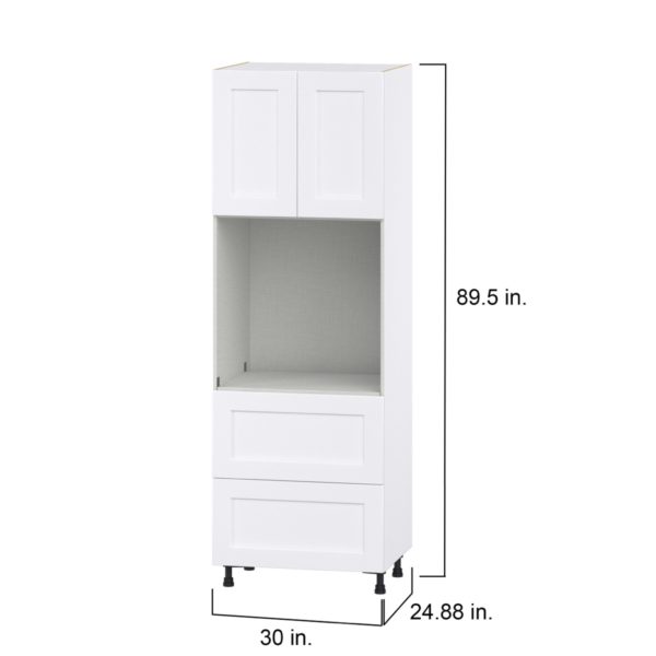 Jasmine Painted Warm White  Shaker Assembled Pantry Single Oven Cabinet with 2 Drawer (30 in. W X 89.5 in. H X 24 in. D)