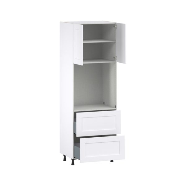 Jasmine Painted Warm White  Shaker Assembled Pantry Single Oven Cabinet with 2 Drawer (30 in. W X 89.5 in. H X 24 in. D)