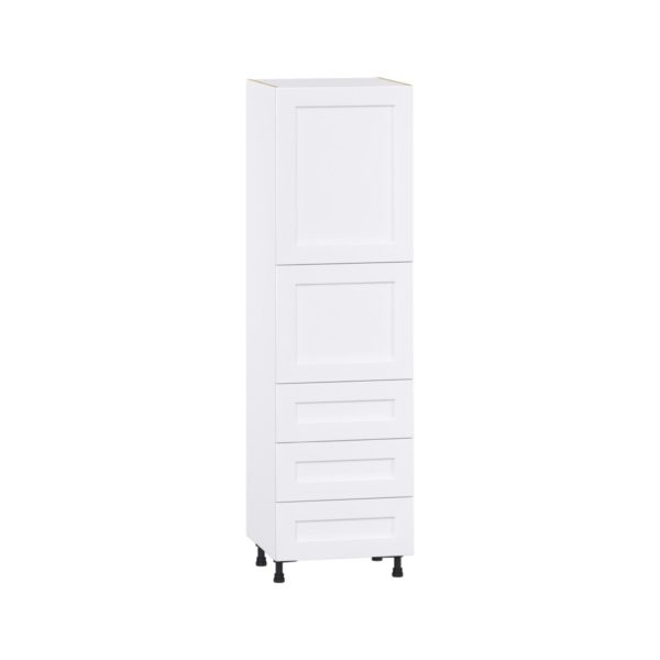 Jasmine Painted Warm White  Shaker Assembled Pantry Cabinet 2 Doors with 3 Drawers and 2 Inner Drawers (24 in. W X 84.5 in. H X 24 in. D)