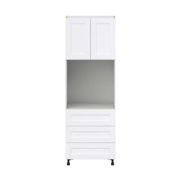 Jasmine Painted Warm White  Shaker Assembled Pantry Single Oven Cabinet with 3 Even Drawers (30 in. W X 89.5 in. H X 24 in. D)