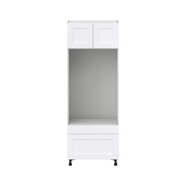 Jasmine Painted Warm White  Shaker Assembled Pantry Microwave/Oven Combo Cabinet with 2 Drawers (30 in. W X 84.5 in. H X 24 in. D)