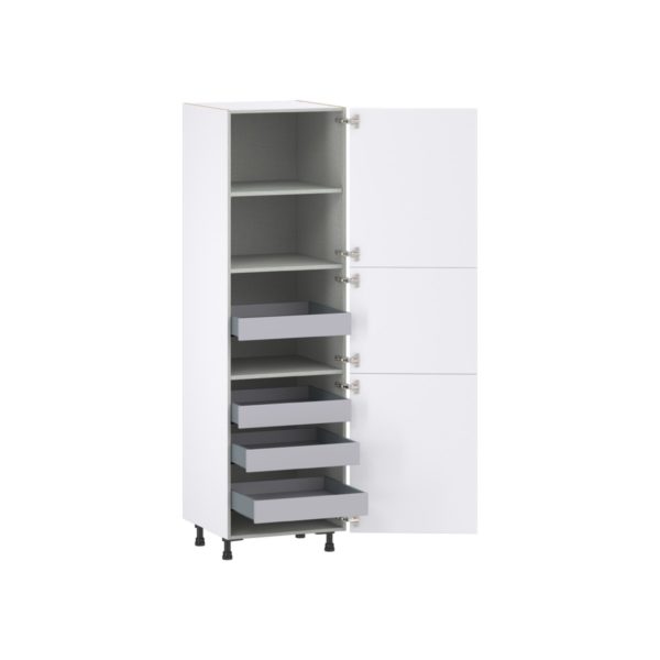 Lily Bright White  Slab Assembled Pantry Cabinet with 2 Doors and 4 Inner Drawers (24 in. W X 84.5 in. H X 24 in. D)