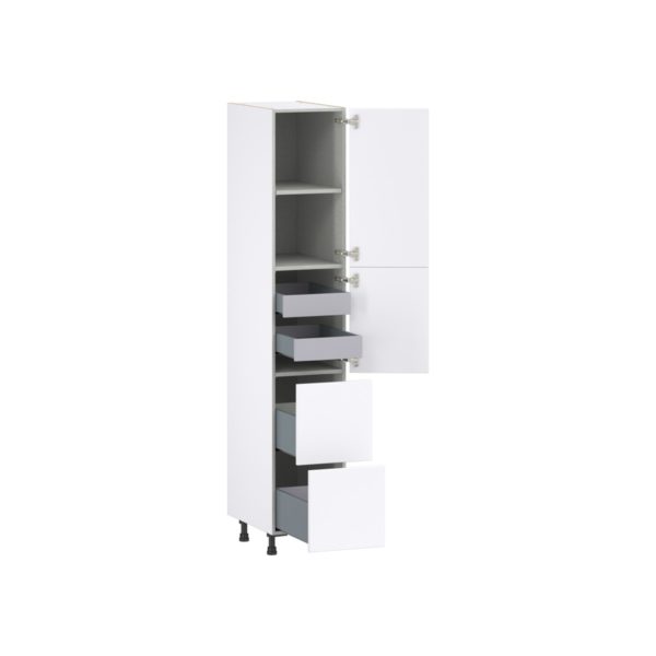 Lily Bright White  Slab Assembled Pantry Cabinet 2 Doors with 2 Drawers and 2 Inner Drawers (15 in. W X 84.5 in. H X 24 in. D)