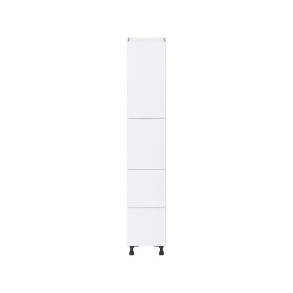 Lily Bright White  Slab Assembled Pantry Cabinet 2 Doors with 2 Drawers and 2 Inner Drawers (15 in. W X 84.5 in. H X 24 in. D)