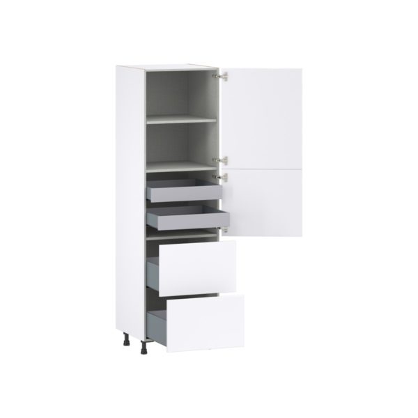 Lily Bright White  Slab Assembled Pantry Cabinet 2 Doors with 2 Drawers and 2 Inner Drawers (24 in. W X 84.5 in. H X 24 in. D)