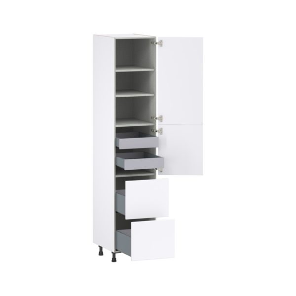 Lily Bright White  Slab Assembled Pantry Cabinet 1 Doors with 2 Drawers and 2 Inner Drawers (18 in. W X 89.5 in. H X 24 in. D)