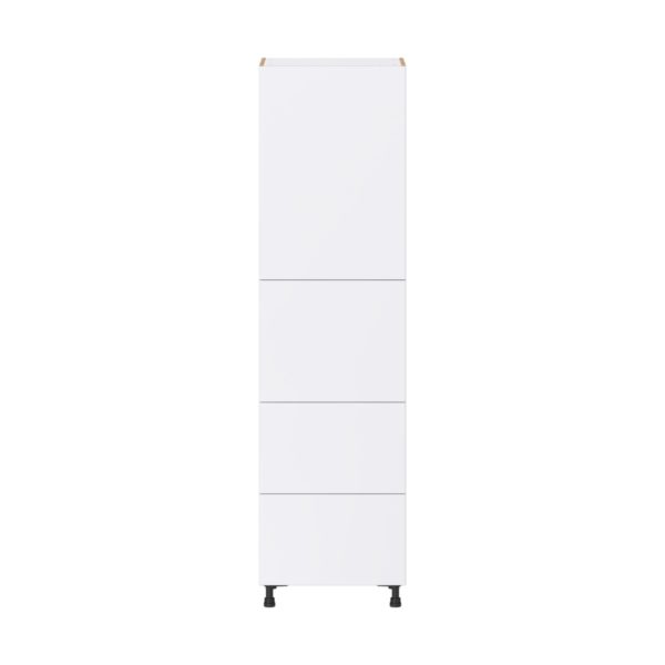 Lily Bright White  Slab Assembled Pantry Cabinet 1 Doors with 2 Drawers and 2 Inner Drawers (24 in. W X 89.5 in. H X 24 in. D)