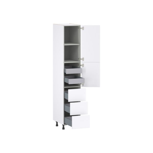 Lily Bright White  Slab Assembled Pantry Cabinet 2 Doors with 3 Drawers and 2 Inner Drawers (15 in. W X 84.5 in. H X 24 in. D)