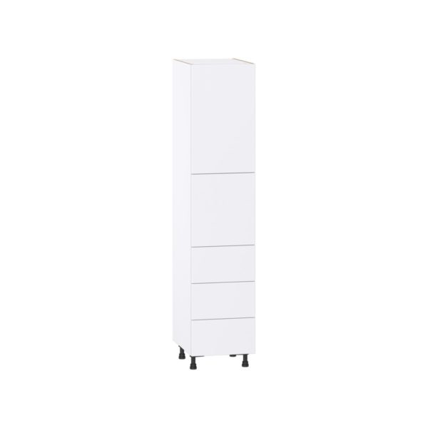 Lily Bright White  Slab Assembled Pantry Cabinet 2 Doors with 3 Drawers and 2 Inner Drawers (18 in. W X 84.5 in. H X 24 in. D)