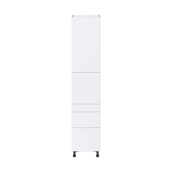 Lily Bright White  Slab Assembled Pantry  Cabinet with 3 Drawers and 2 Inner Drawers (18 in. W X 89.5 in. H X 24 in. D)