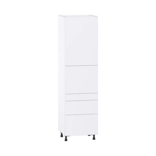 Lily Bright White  Slab Assembled Pantry  Cabinet with 3 Drawers and 2 Inner Drawers (24 in. W X 89.5 in. H X 24 in. D)