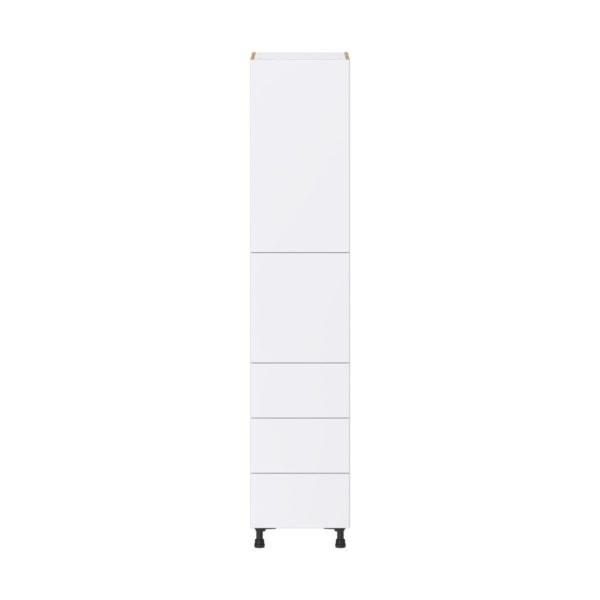 Lily Bright White  Slab Assembled Pantry Cabinet 1 Doors with 3 Drawers and 2 Inner Drawers (18 in. W X 89.5 in. H X 24 in. D)