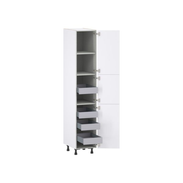 Lily Bright White  Slab Assembled Pantry Cabinet with 2 Doors and 4 Inner Drawers (15 in. W X 84.5 in. H X 24 in. D)