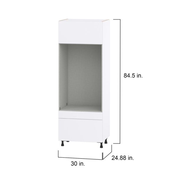 Lily Bright White  Slab Assembled Pantry Micro/Oven Cabinet with 2 Drawers and Lift Up Door (30 in. W X 84.5 in. H X 24 in. D)