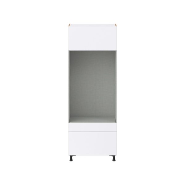 Lily Bright White  Slab Assembled Pantry Micro/Oven Cabinet with 2 Drawers and Lift Up Door (30 in. W X 84.5 in. H X 24 in. D)