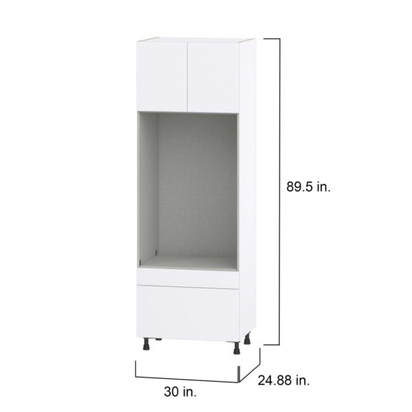 Lily Bright White  Slab Assembled Pantry Microwave/Oven Cabinet with 2 Drawers (30 in. W X 89.5 in. H X 24 in. D)