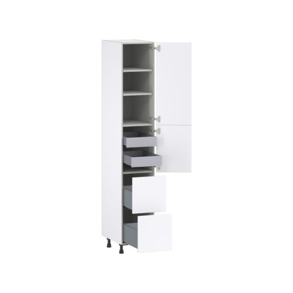 Lily Bright White  Slab Assembled Pantry Cabinet 2 Doors with 2 Drawers and 2 Inner Drawers (15 in. W X 89.5 in. H X 24 in. D)