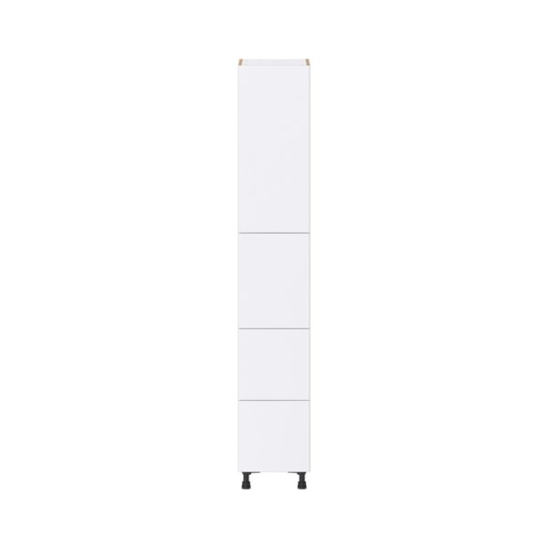 Lily Bright White  Slab Assembled Pantry Cabinet 2 Doors with 2 Drawers and 2 Inner Drawers (15 in. W X 89.5 in. H X 24 in. D)