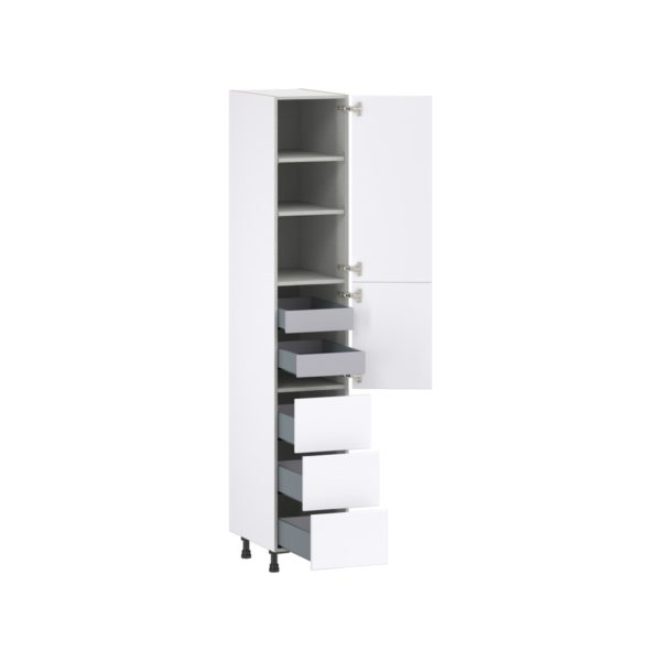 Lily Bright White  Slab Assembled Pantry Cabinet 2 Doors with 3 Drawers and 2 Inner Drawers (15 in. W X 89.5 in. H X 24 in. D)