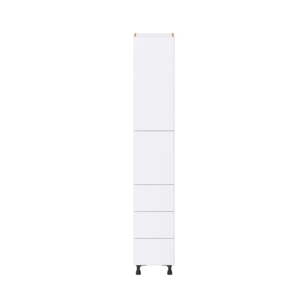 Lily Bright White  Slab Assembled Pantry Cabinet 2 Doors with 3 Drawers and 2 Inner Drawers (15 in. W X 89.5 in. H X 24 in. D)