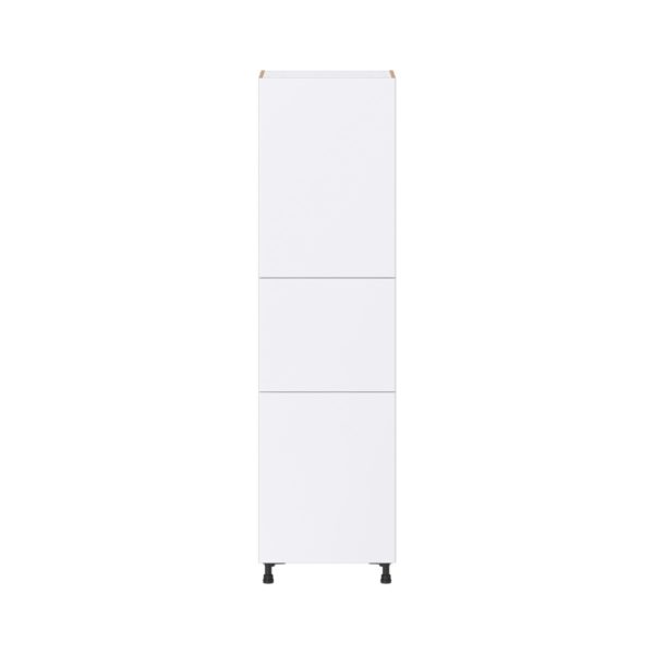 Lily Bright White  Slab Assembled Pantry Cabinet with 2 Doors and 3 Inner Drawers (24 in. W X 89.5 in. H X 24 in. D)