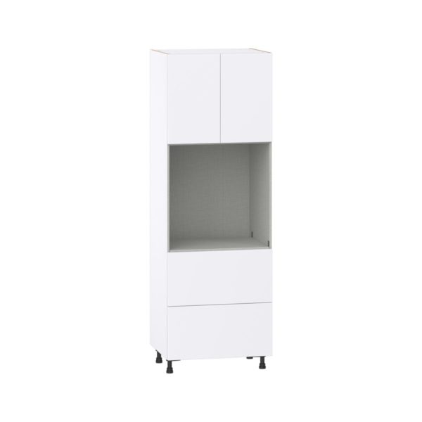 Lily Bright White  Slab Assembled Pantry Single Oven Cabinet with 2 Drawer (30 in. W X 89.5 in. H X 24 in. D)