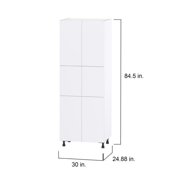 Lily Bright White  Slab Assembled Pantry Cabinet with 6 Doors and 4 Inner Drawers (24 in. W X 84.5 in. H X 24 in. D)