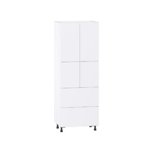 Lily Bright White  Slab Assembled Pantry Cabinet 4 Doors with 2 Drawers and 2 Inner Drawers (30 in. W X 84.5 in. H X 24 in. D)