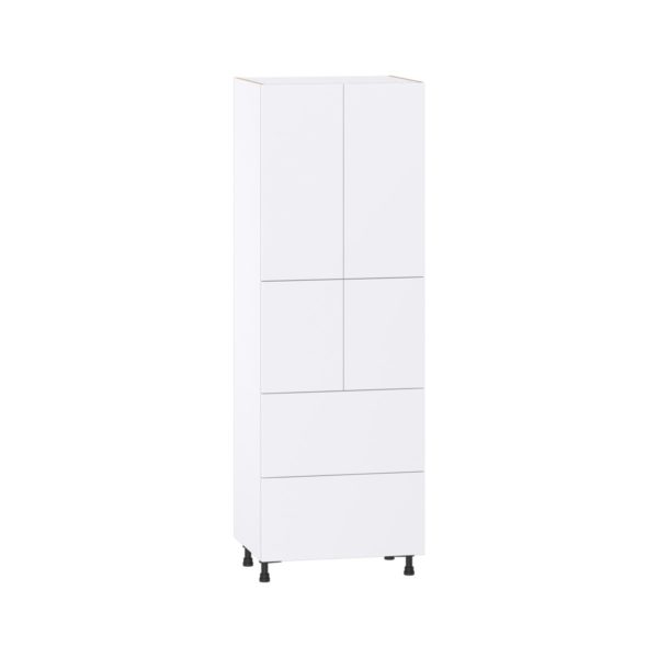 Lily Bright White  Slab Assembled Pantry Cabinet 4 Doors with 2 Drawers and 2 Inner Drawers (30 in. W X 89.5 in. H X 24 in. D)