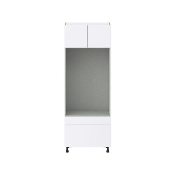 Lily Bright White  Slab Assembled Pantry Microwave/Oven Combo Cabinet with 2 Drawers (30 in. W X 84.5 in. H X 24 in. D)