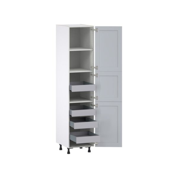 Sea Holly Light Gray  Shaker Assembled Pantry Cabinet with 2 Doors and 4 Inner Drawers (18 in. W X 84.5 in. H X 24 in. D)