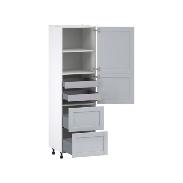 Sea Holly Light Gray  Shaker Assembled Pantry Cabinet 2 Doors with 2 Drawers and 2 Inner Drawers (24 in. W X 84.5 in. H X 24 in. D)