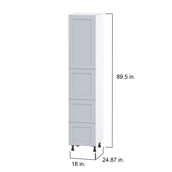 Sea Holly Light Gray  Shaker Assembled Pantry Cabinet 1 Doors with 2 Drawers and 2 Inner Drawers (18 in. W X 89.5 in. H X 24 in. D)