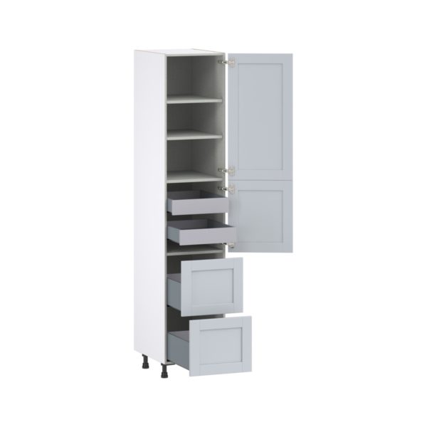 Sea Holly Light Gray  Shaker Assembled Pantry Cabinet 1 Doors with 2 Drawers and 2 Inner Drawers (18 in. W X 89.5 in. H X 24 in. D)