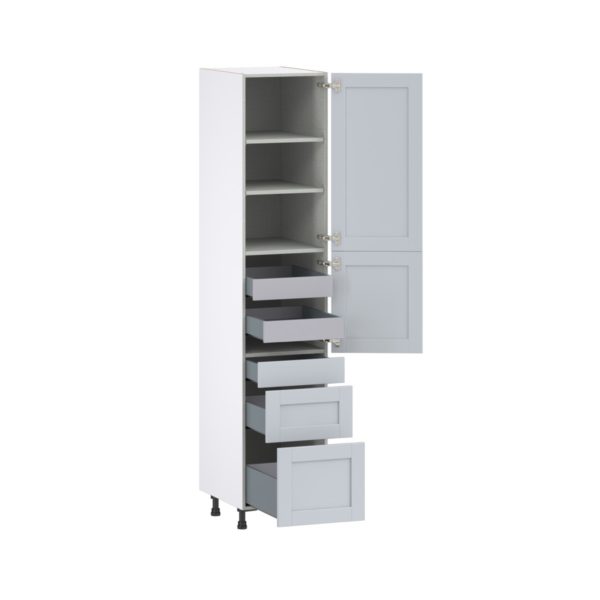 Sea Holly Light Gray  Shaker Assembled Pantry  Cabinet with 3 Drawers and 2 Inner Drawers (18 in. W X 89.5 in. H X 24 in. D)