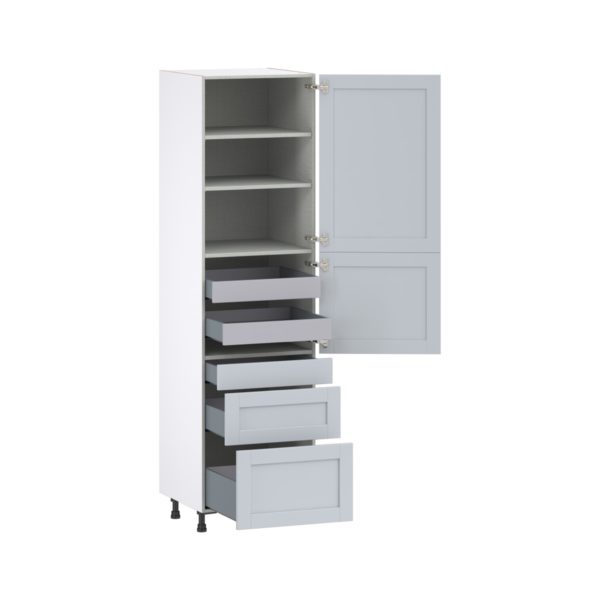 Sea Holly Light Gray  Shaker Assembled Pantry  Cabinet with 3 Drawers and 2 Inner Drawers (24 in. W X 89.5 in. H X 24 in. D)