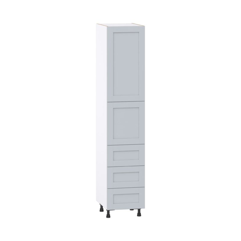 Sea Holly Light Gray Shaker Assembled Pantry Cabinet 1 Doors With 3 Drawers And 2 Inner Drawers