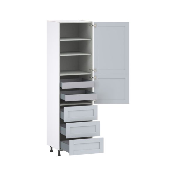 Sea Holly Light Gray  Shaker Assembled Pantry Cabinet 1 Doors with 3 Drawers and 2 Inner Drawers (24 in. W X 89.5 in. H X 24 in. D)