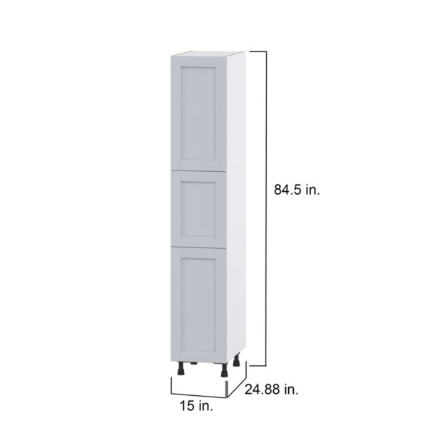 Sea Holly Light Gray  Shaker Assembled Pantry Cabinet with 2 Doors and 4 Inner Drawers (15 in. W X 84.5 in. H X 24 in. D)