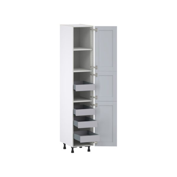 Sea Holly Light Gray  Shaker Assembled Pantry Cabinet with 2 Doors and 4 Inner Drawers (15 in. W X 84.5 in. H X 24 in. D)