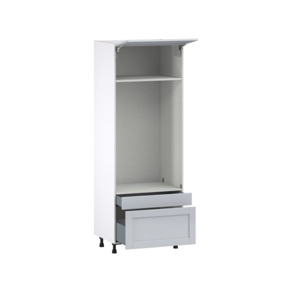 Sea Holly Light Gray  Shaker Assembled Pantry Micro/Oven Cabinet with 2 Drawers and Lift Up Door (30 in. W X 84.5 in. H X 24 in. D)