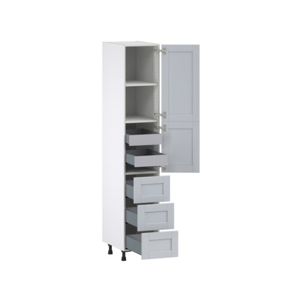 Sea Holly Light Gray  Shaker Assembled Pantry Cabinet 2 Doors with 3 Drawers and 2 Inner Drawers (15 in. W X 84.5 in. H X 24 in. D)