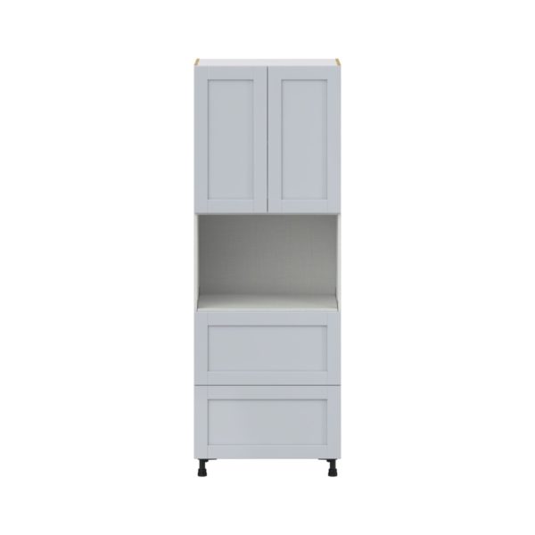 Sea Holly Light Gray  Shaker Assembled Pantry Microwave Cabinet with 2 Drawer (30 in. W X 84.5 in. H X 24 in. D)