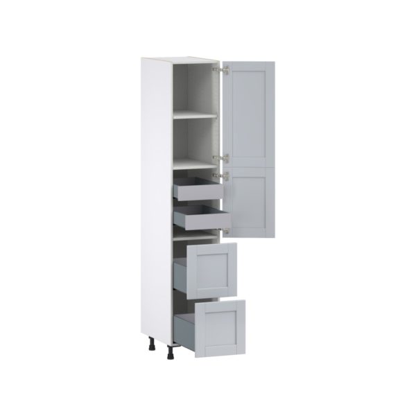 Sea Holly Light Gray  Shaker Assembled Pantry Cabinet 2 Doors with 2 Drawers and 2 Inner Drawers (15 in. W X 84.5 in. H X 24 in. D)