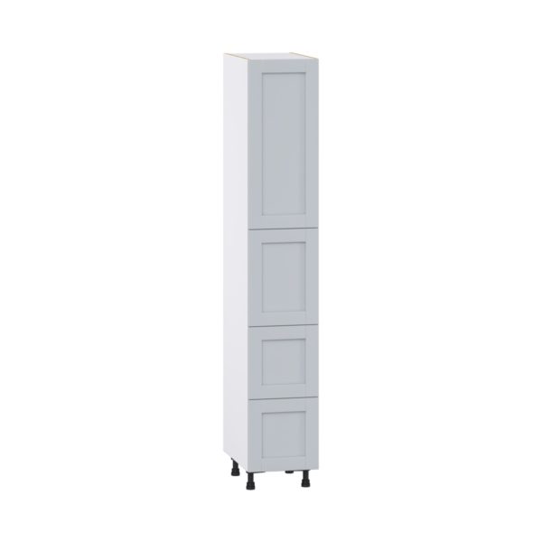 Sea Holly Light Gray  Shaker Assembled Pantry Cabinet 2 Doors with 2 Drawers and 2 Inner Drawers (15 in. W X 89.5 in. H X 24 in. D)