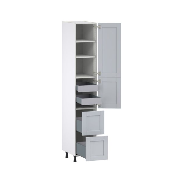 Sea Holly Light Gray  Shaker Assembled Pantry Cabinet 2 Doors with 2 Drawers and 2 Inner Drawers (15 in. W X 89.5 in. H X 24 in. D)