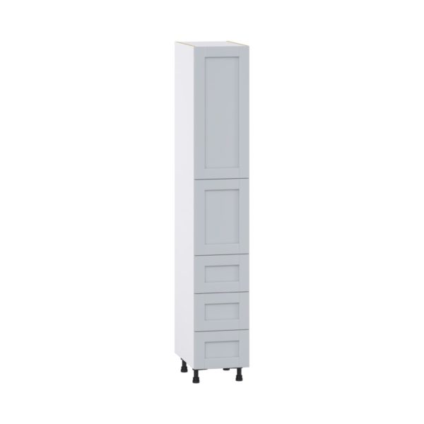 Sea Holly Light Gray  Shaker Assembled Pantry Cabinet 2 Doors with 3 Drawers and 2 Inner Drawers (15 in. W X 89.5 in. H X 24 in. D)