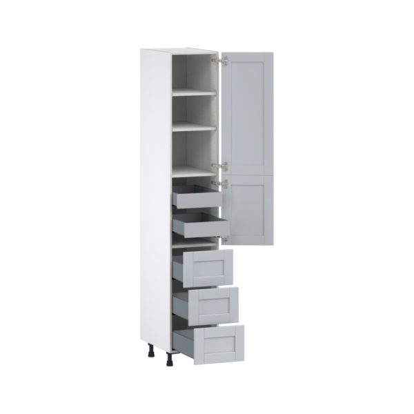 Sea Holly Light Gray  Shaker Assembled Pantry Cabinet 2 Doors with 3 Drawers and 2 Inner Drawers (15 in. W X 89.5 in. H X 24 in. D)