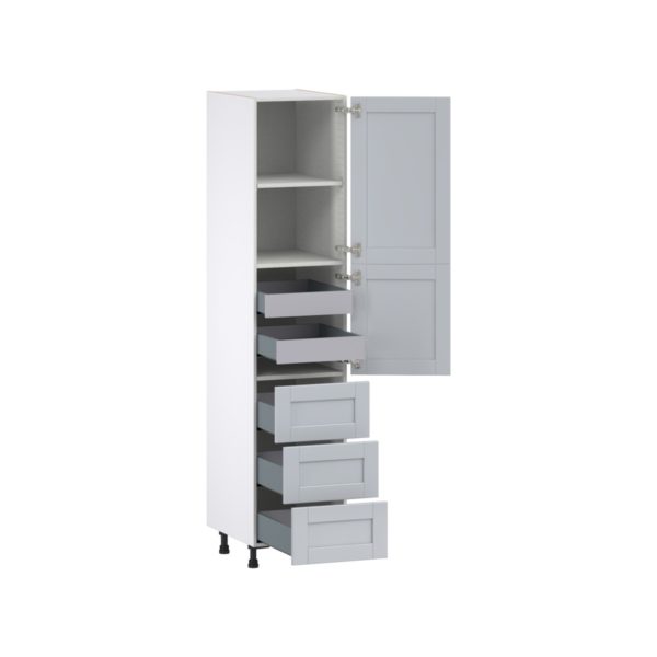 Sea Holly Light Gray  Shaker Assembled Pantry Cabinet 2 Doors with 3 Drawers and 2 Inner Drawers (18 in. W X 84.5 in. H X 24 in. D)