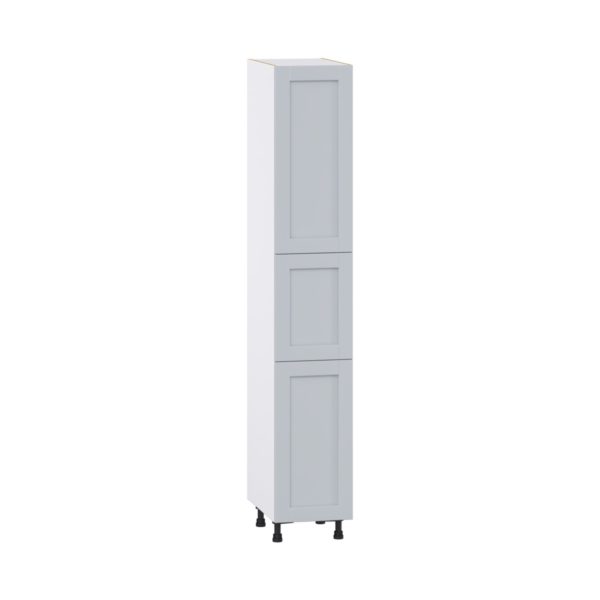 Sea Holly Light Gray  Shaker Assembled Pantry Cabinet with 2 Doors and 3 Inner Drawers (15 in. W X 89.5 in. H X 24 in. D)